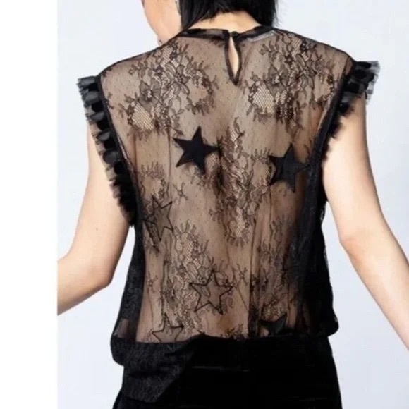 Zadig & Voltaire Sheer Black Lace Blouse - Picture 2 of 6